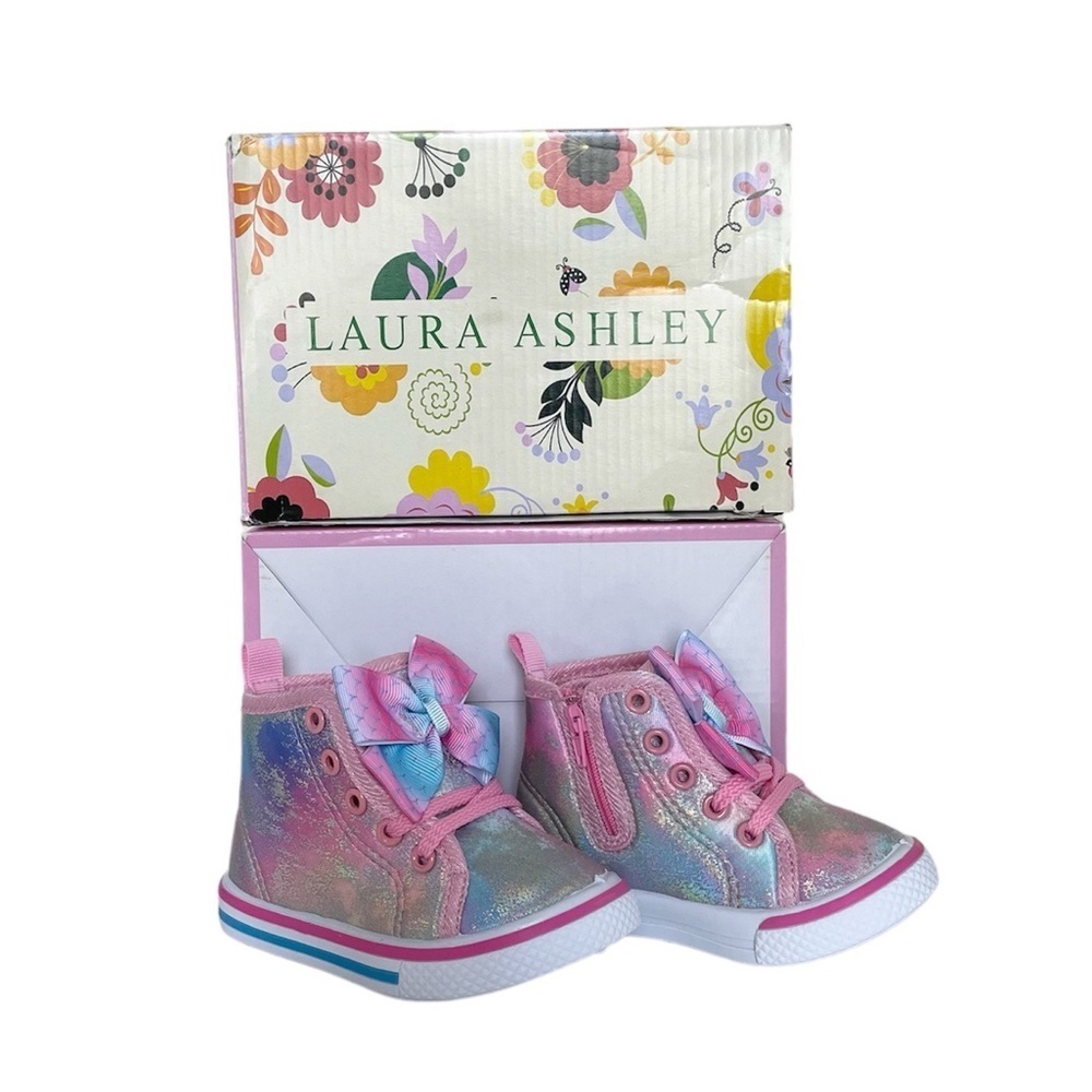 Laura Ashley Toddler Baby Girl High Top Pastel Pink Iridescent Sneaker size 5 - Picture 15 of 15